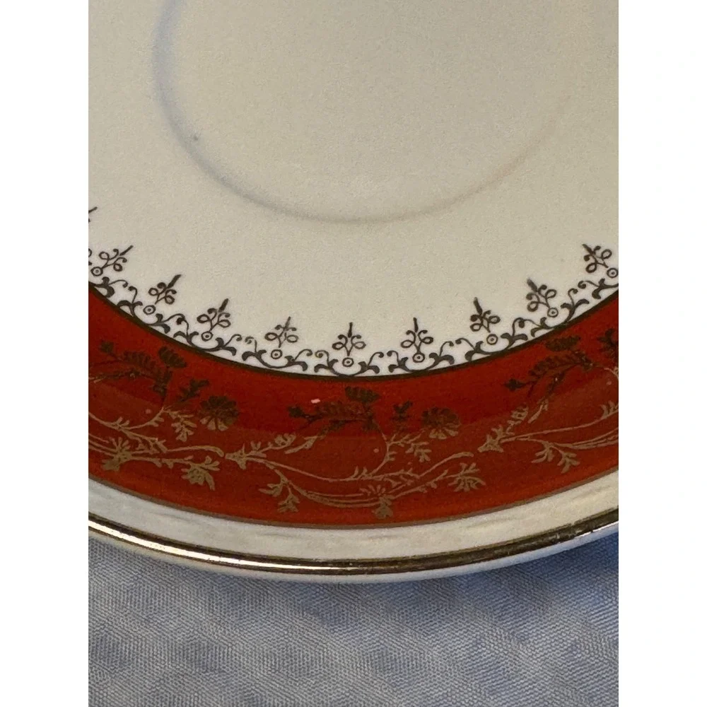 Vinatge USA Made Homer Laughlin Craftsman Formal Rust Red Saucer set/6-  6